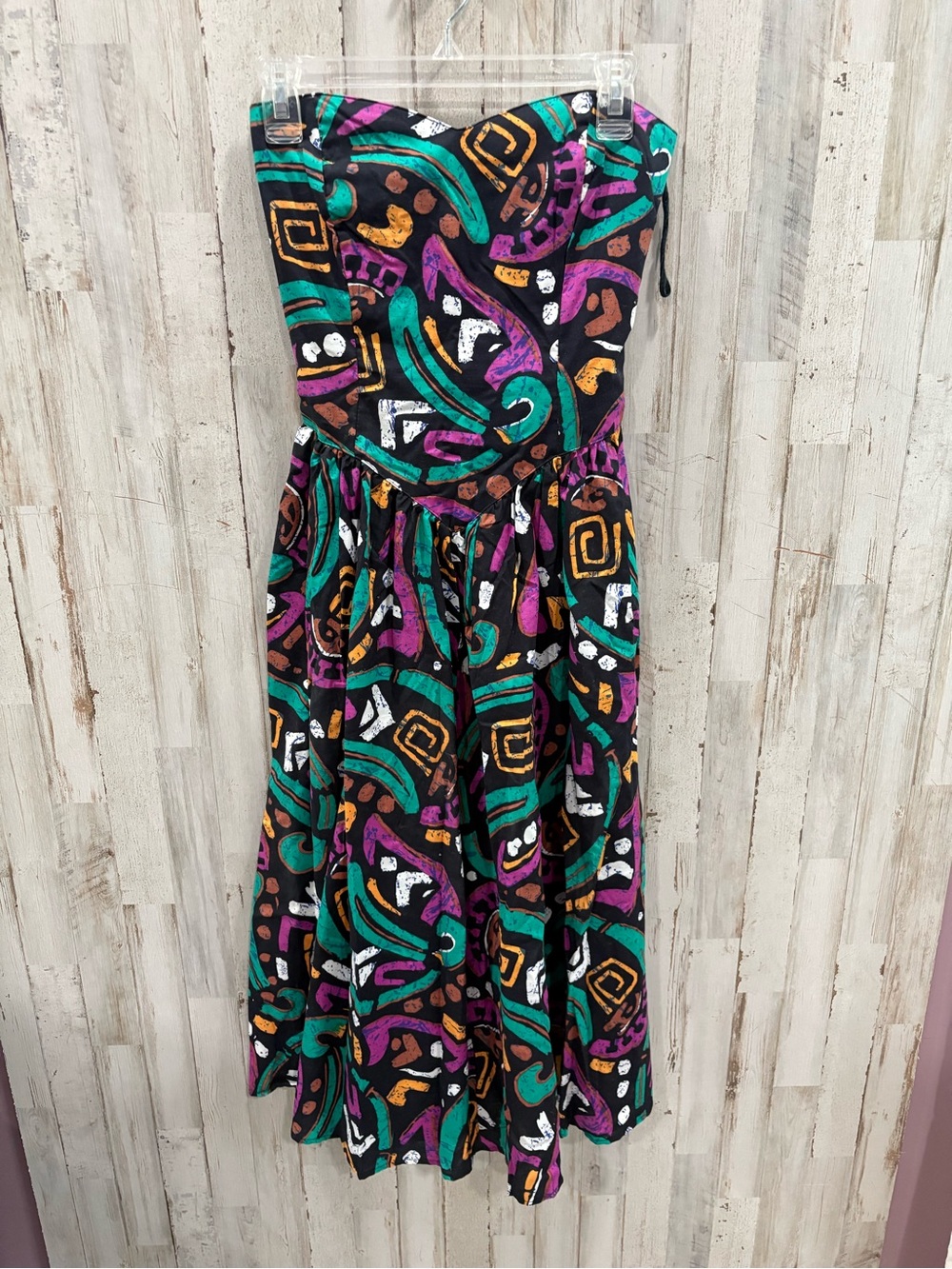 Walter Classic Collection Vintage 90s Abstract Strapless Midi Dress Women’s XS